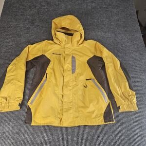 Columbia Jacket Youth 14/16 Yellow Gray Hooded Waterproof Nylon Outdoor Coat‎